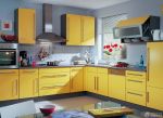 装修效果图大全2023图片厨房 黄色橱柜装修效果图片