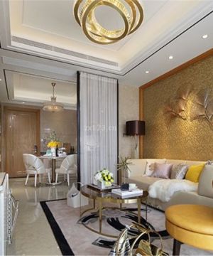 美式新古典风格客厅沙发背景墙装修效果图片