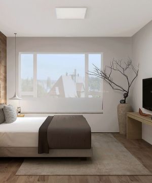 简欧式卧室木质背景墙装修效果图片
