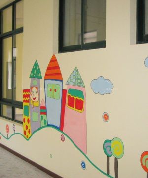 艺术幼儿园过道背景墙装修效果图片
