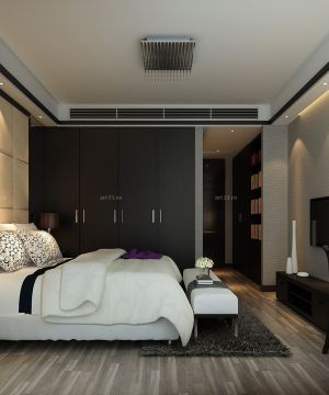 楼房卧室床头背景墙设计装修效果图片