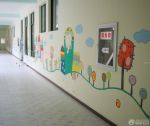 简约幼儿园走廊背景墙装饰图片