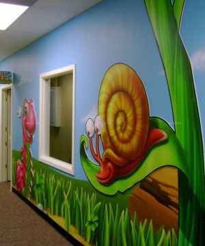 高档幼儿园走廊背景墙装饰效果图片欣赏