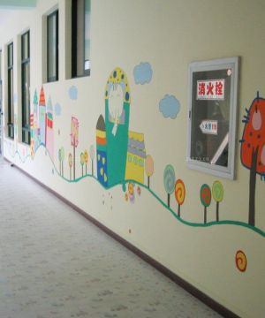 简约幼儿园走廊背景墙装饰图片