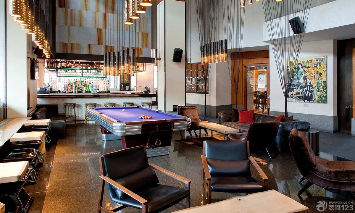 现代酒吧台球桌装修风格效果图片鉴赏
