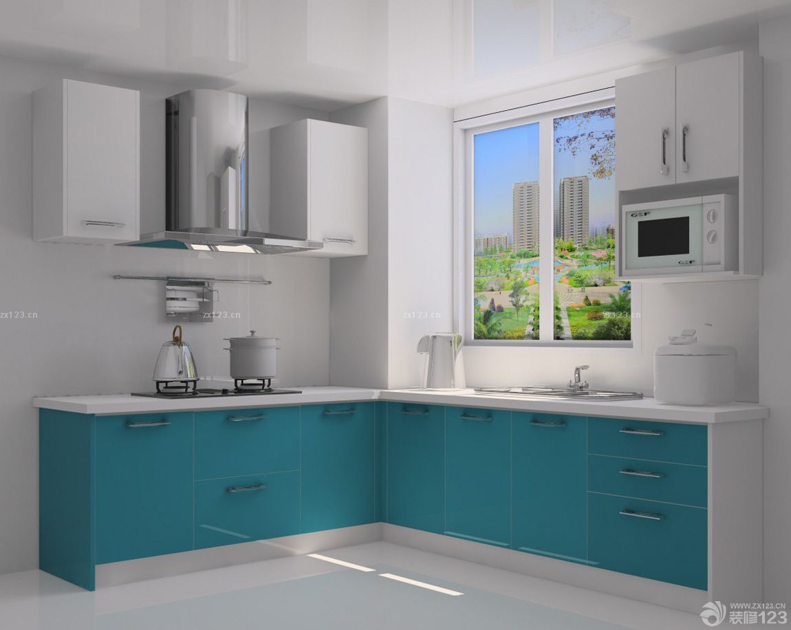 厨房蓝色橱柜装修效果图片大全