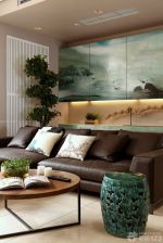 中式混搭风格客厅沙发背景