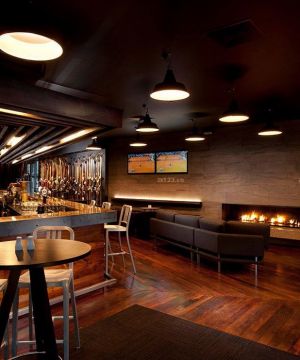 现代简约酒吧拼花地板装修效果图片