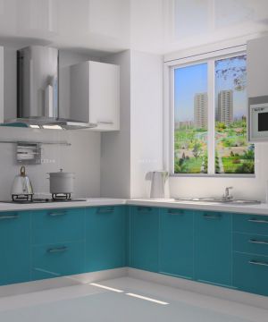 厨房蓝色橱柜装修效果图片大全