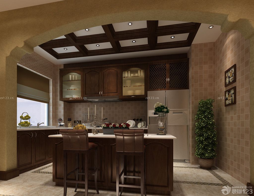 2025厨房装修效果图 格栅吊顶