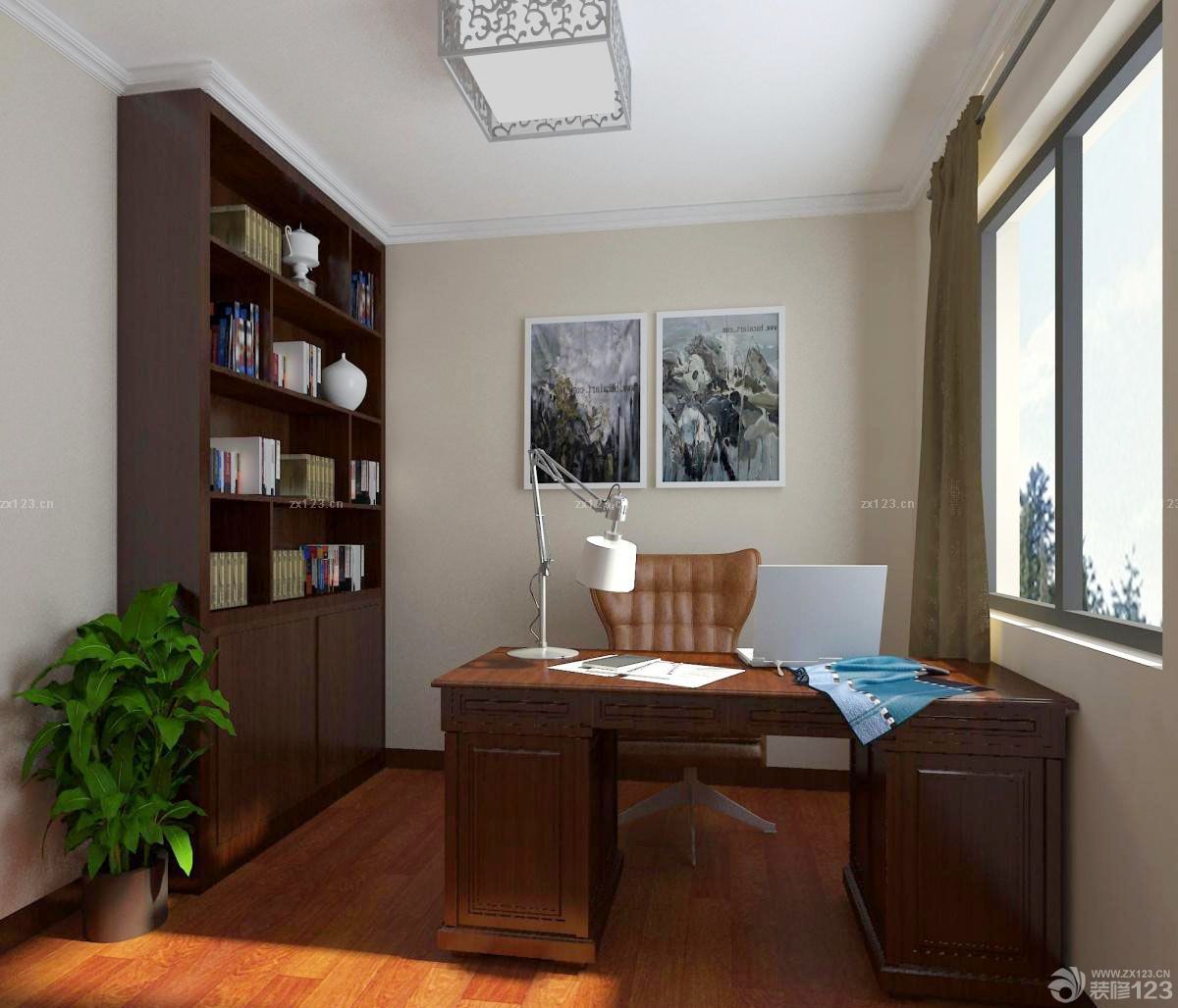 中式风格阳台改书房装修效果图片