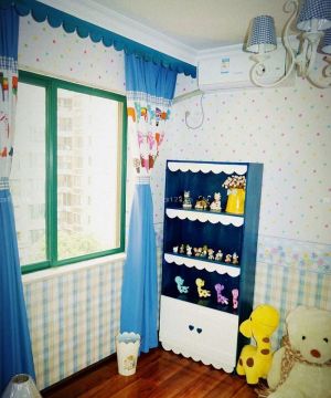 儿童房间蓝色窗帘装修效果图片