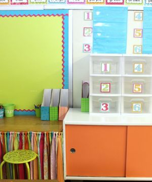 美式幼儿园室内背景墙设计效果图
