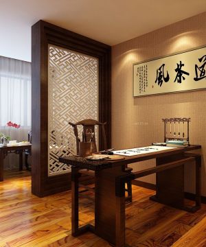 中式书房装饰画装修设计效果图片