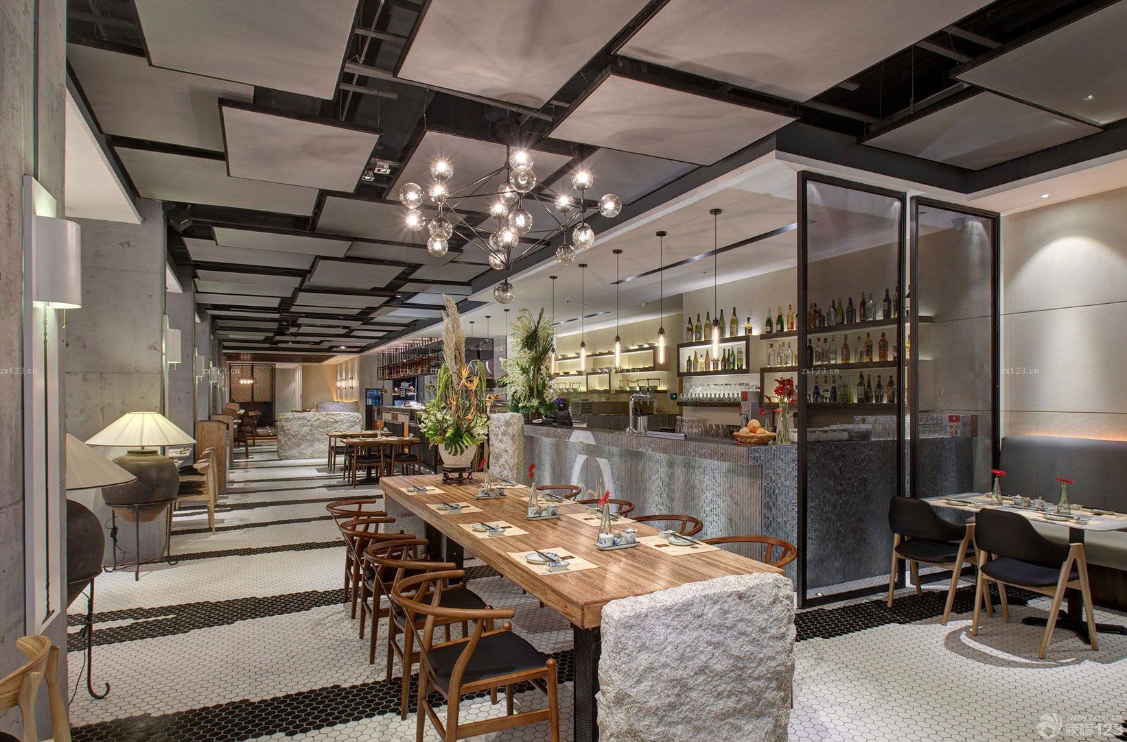 主题店面简约吊灯装修效果图片