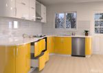 小厨房黄色橱柜装修设计效果图片
