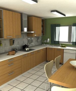 小厨房绿色墙面装修设计效果图片