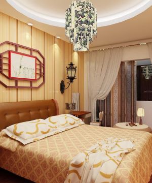中式家装风格卧室横梁装修效果图