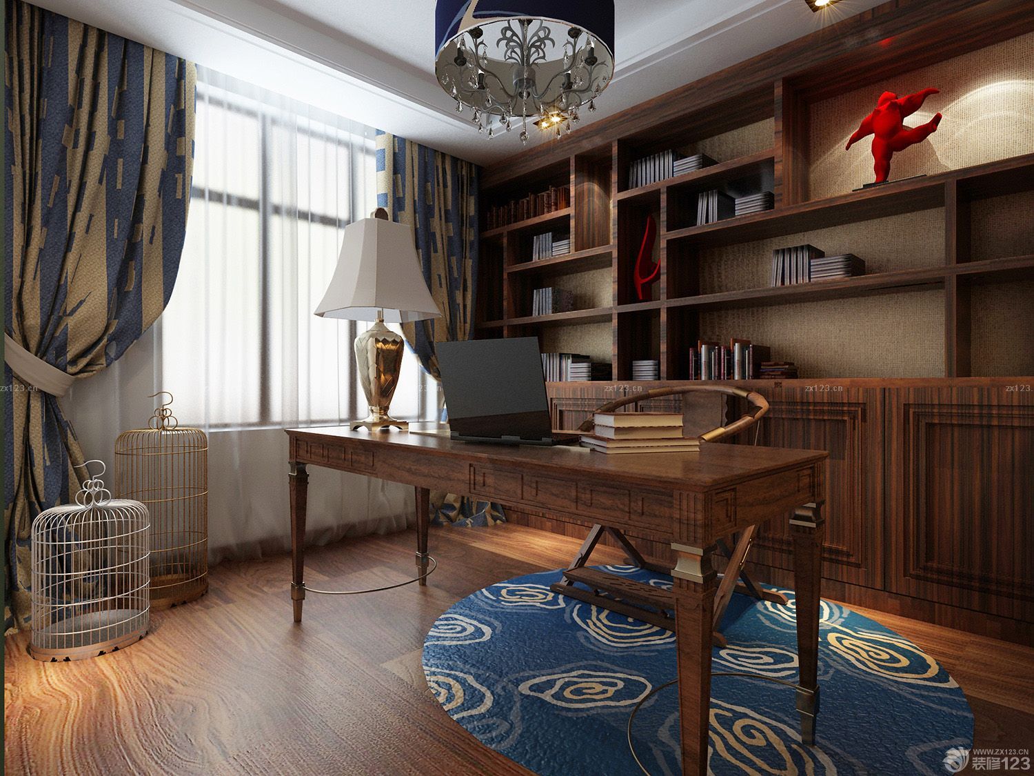 中式家居浪漫书房装修效果图片