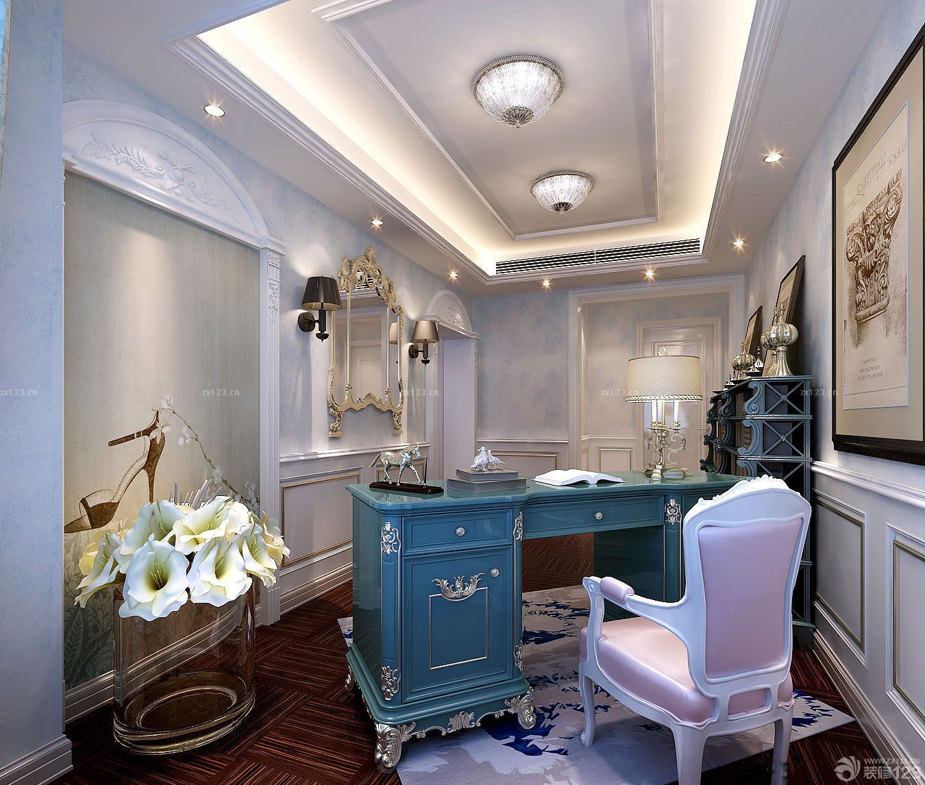 豪华别墅浪漫书房装修效果图片