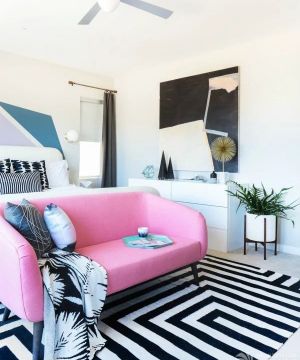 现代风格卧室粉色家具设计