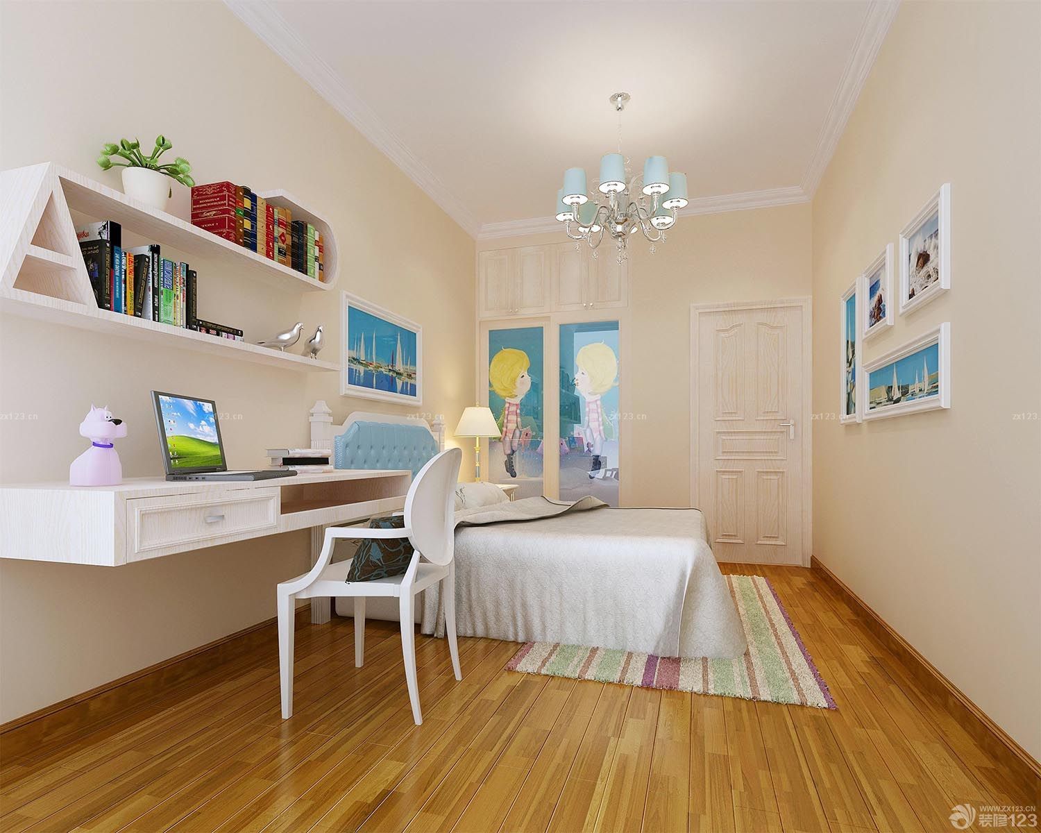 卧室兼书房布置装修效果图