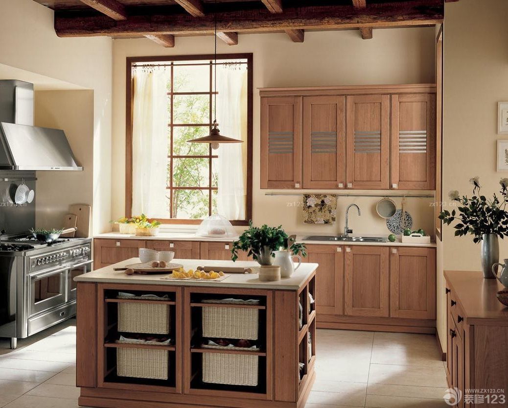 最新美式小别墅厨房装修效果图