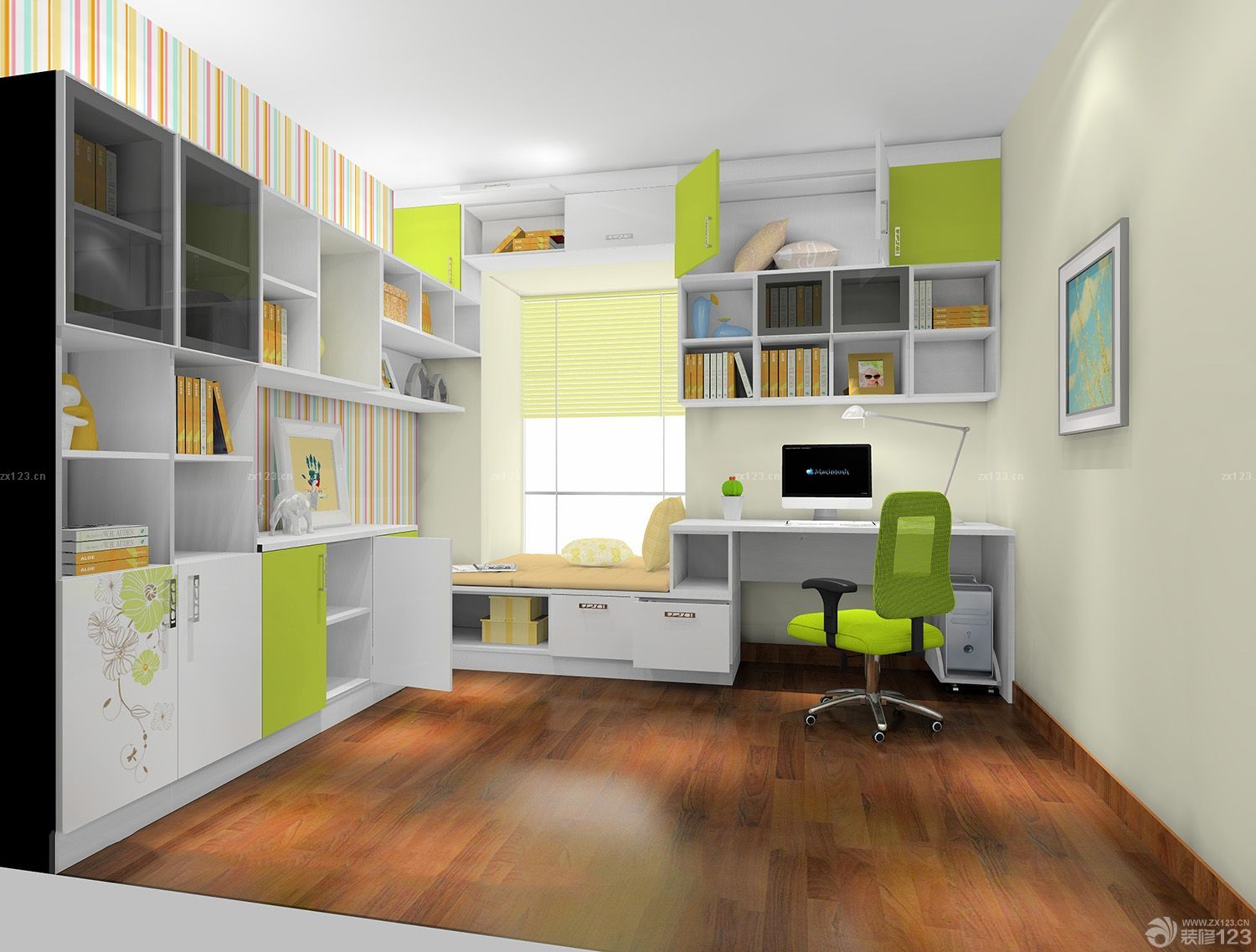 现代田园风格书房沙发床设计图片