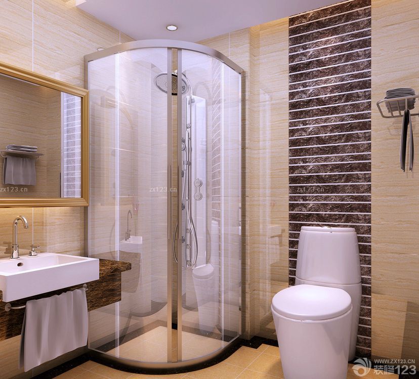 小型卫生间浴室玻璃门装修效果图片欣赏