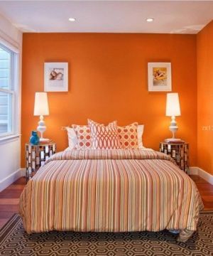 女孩卧室橙色墙面装修效果图片