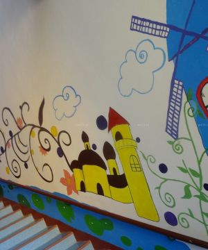 现代幼儿园室内背景墙画设计效果图