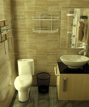 小厕所木纹仿古瓷砖装修效果图