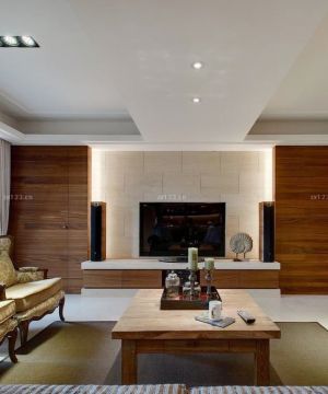 美式古典混搭风格客厅电视墙设计效果图