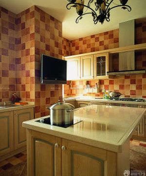 美式小面积厨房墙砖墙面装修效果图片