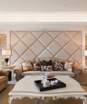 新古典欧式风格客厅沙发背景墙效果图