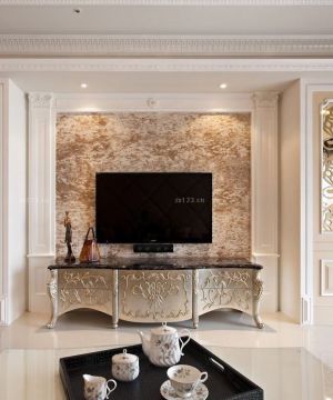 120平米客厅家装电视墙装修设计效果图