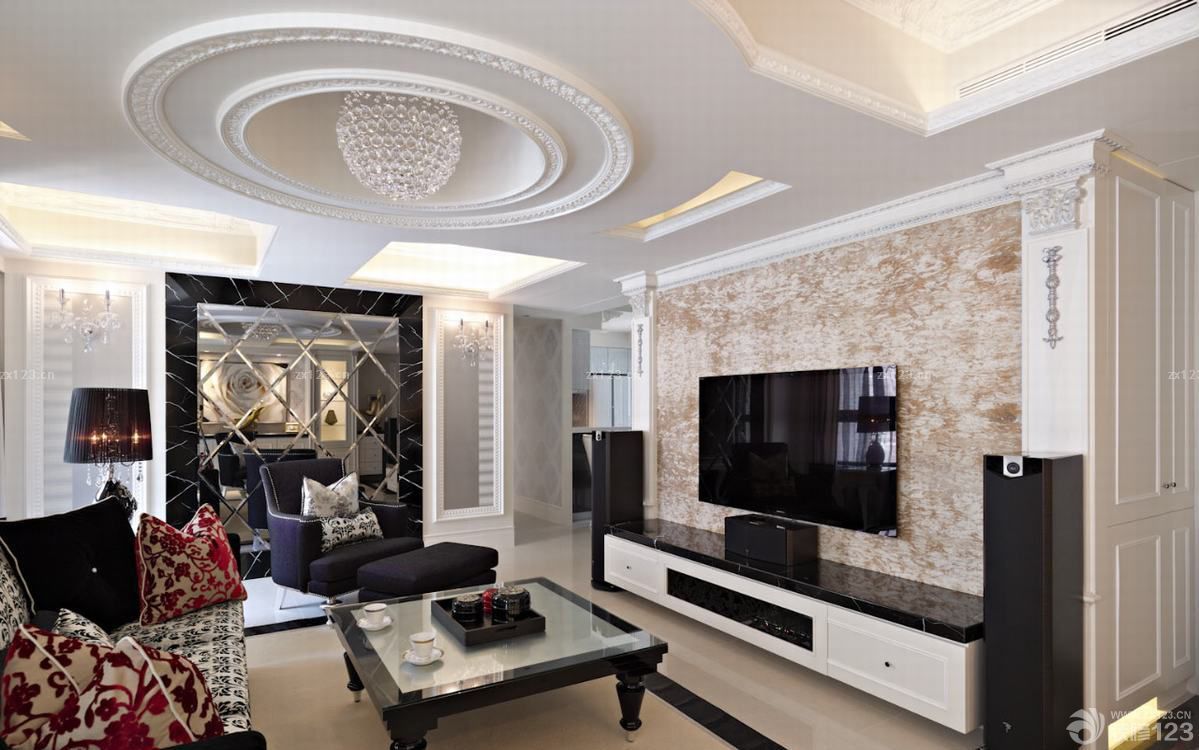 客厅天花圆形吊顶效果图