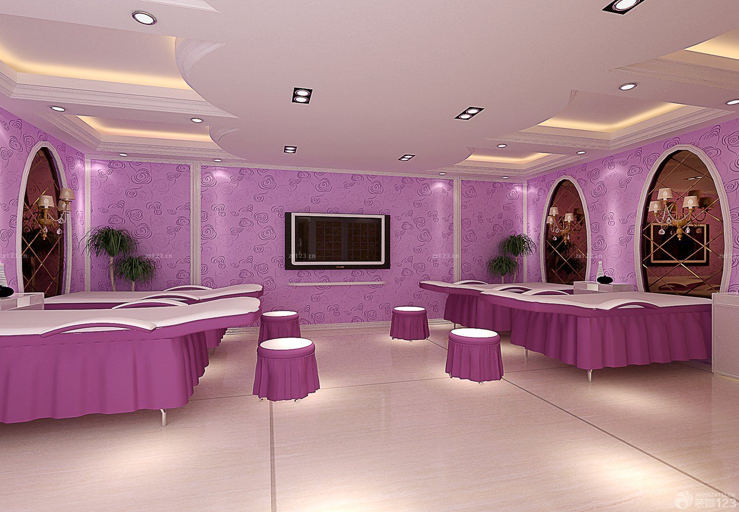 美容会所店面墙纸装修效果图片