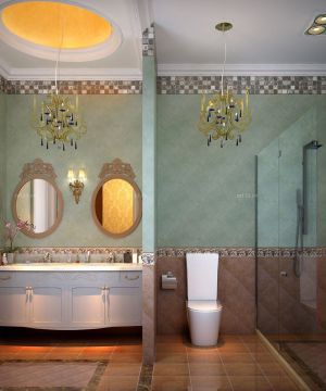 欧美别墅厕所隔断设计装修效果图片