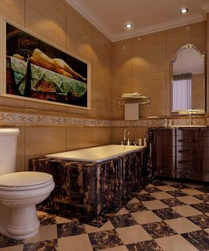 欧式厕所砖砌浴缸装修效果图片