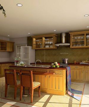 美式家装风格长方形厨房装修效果图
