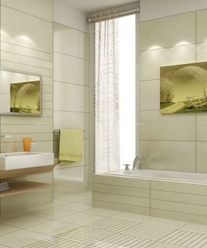 厕所简约米白色瓷砖设计装修效果图
