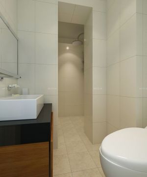 厕所简约米白色瓷砖装修效果图