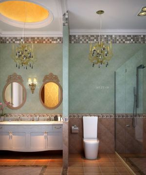 干湿分区卫生间浴室柜装修效果图片