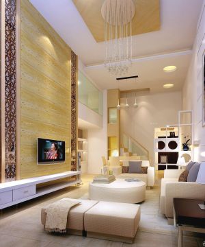 新古典家装客厅木质电视背景墙装修效果图片