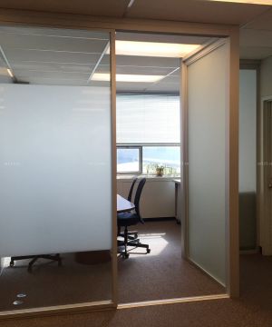 办公室磨砂玻璃门隔断图片