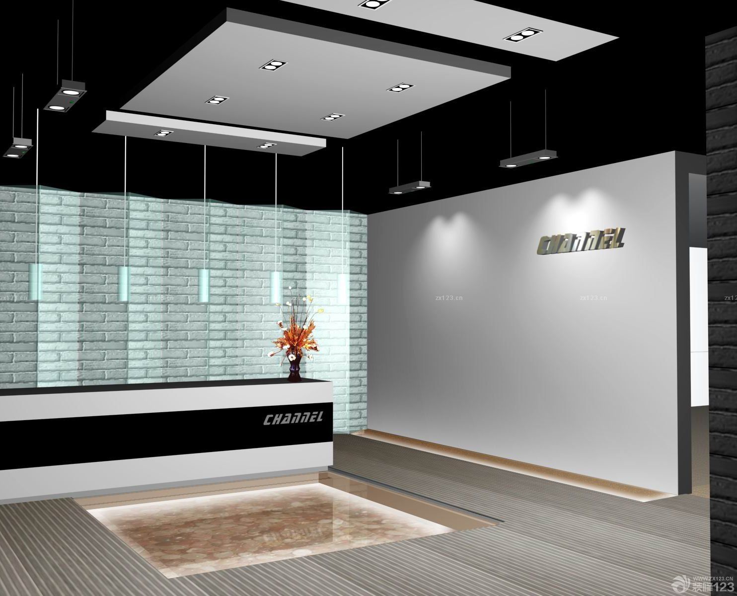 办公室前台设计装修案例图片_设计456装修效果图