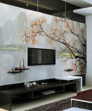 现代客厅电视背景墙墙面装饰装修效果图片