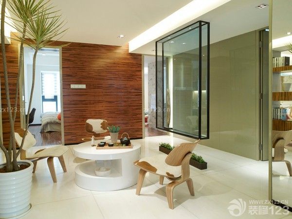 家庭休闲区白色茶几装修效果图片