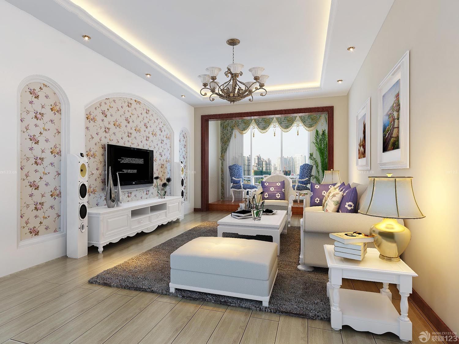 美式古典风格客厅装修效果图片